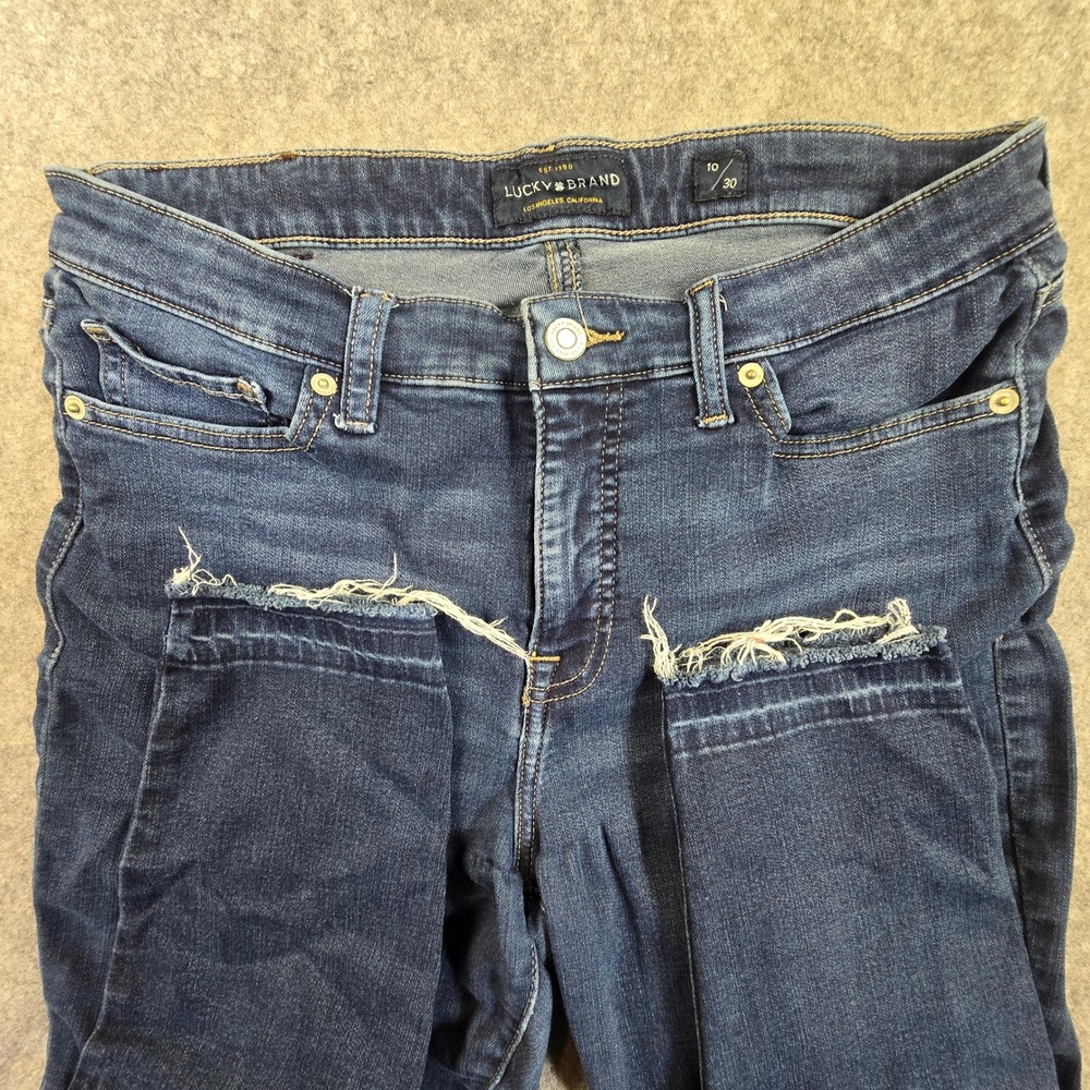 Lucky Brand Ava Super Skinny Jeans Women 10/30 Blue Dark Wash Raw Hem 7WP10423